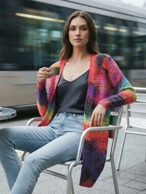 Ethyl Colorful Open Front Cardigan Size L/XL